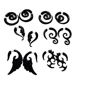 Gothic Acrylic Fake-Gauge Ear Tapers - 6 Pair